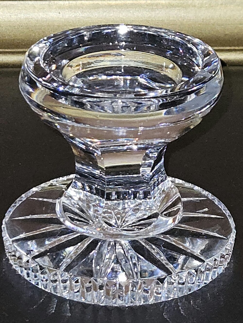 Watetford Crystal Clear Cut Glass Pillar Candlestick Holder